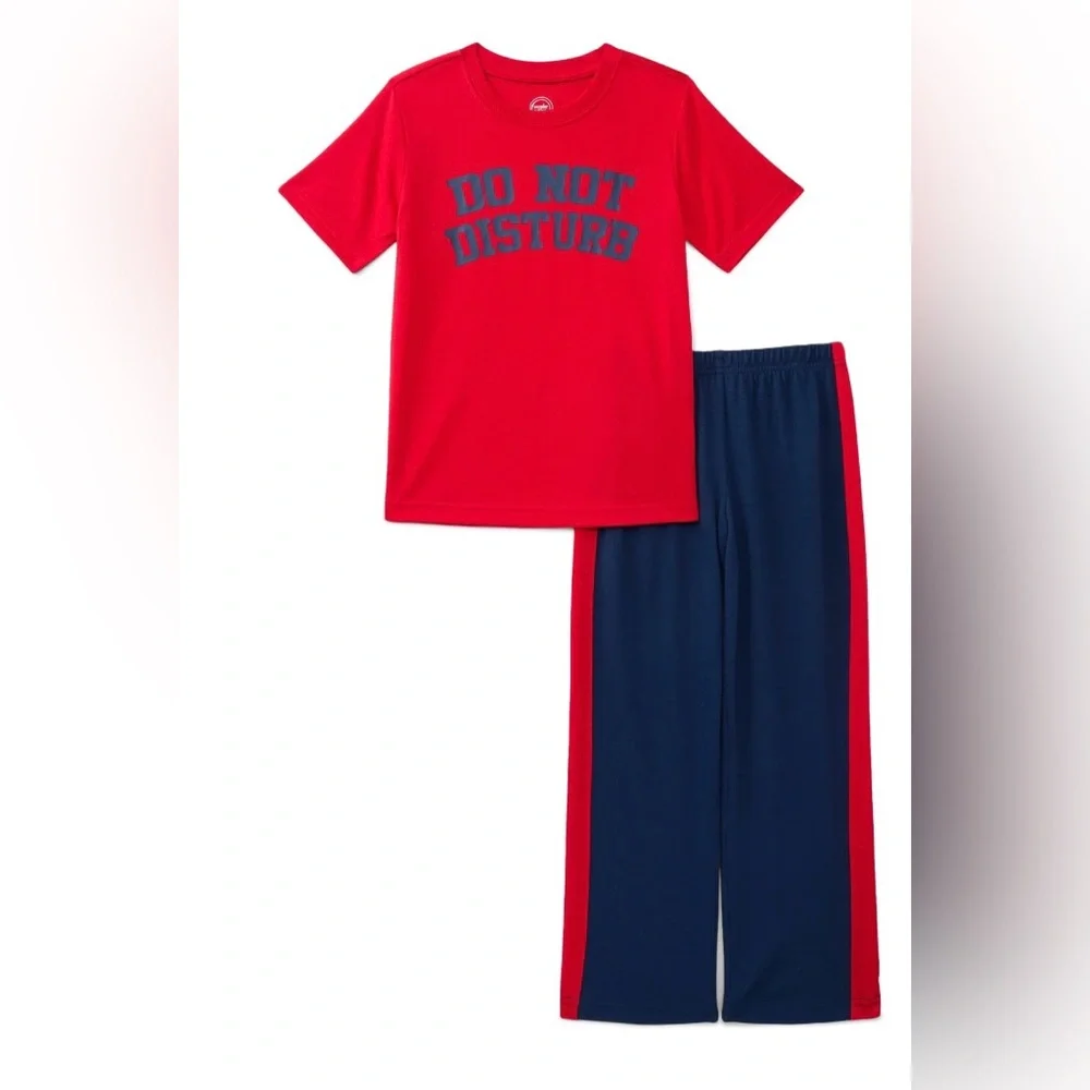 NWT Wonder Nation Boys XXL 18 Do Not Disturb Pajama Set Red Blue Sleepwear